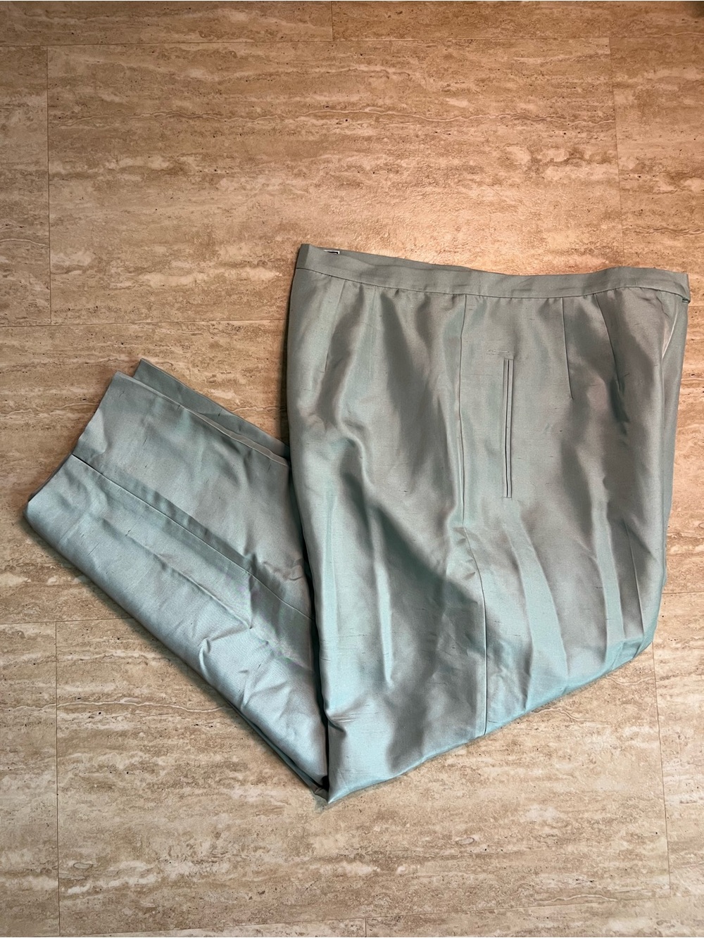 Travis Ayers 100% Silk Light Mint Green Dress Trouser Pants 14